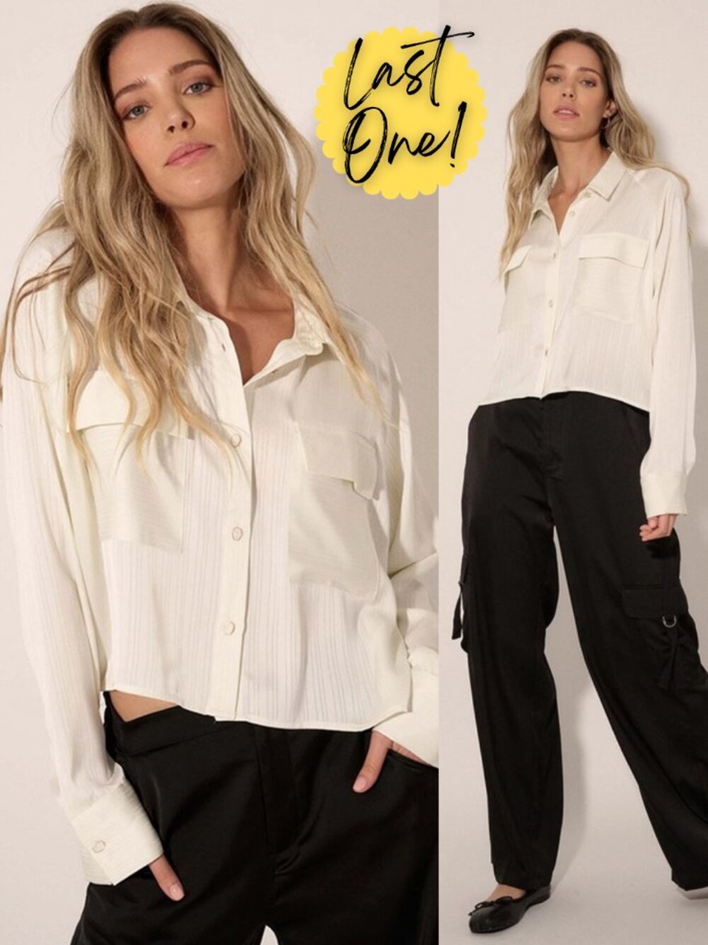 Melinda Satin-Stripe Pearl-Button Pocket Shirt